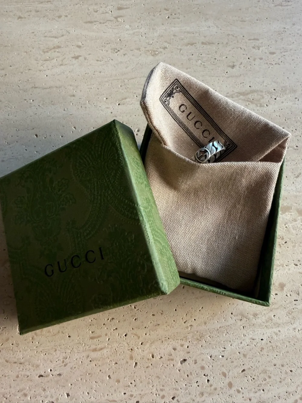 NWB GUCCI WIDE INTERLOCKING STERLING SILVER RING DESIGNER SZ: 21 - Picture 14 of 15